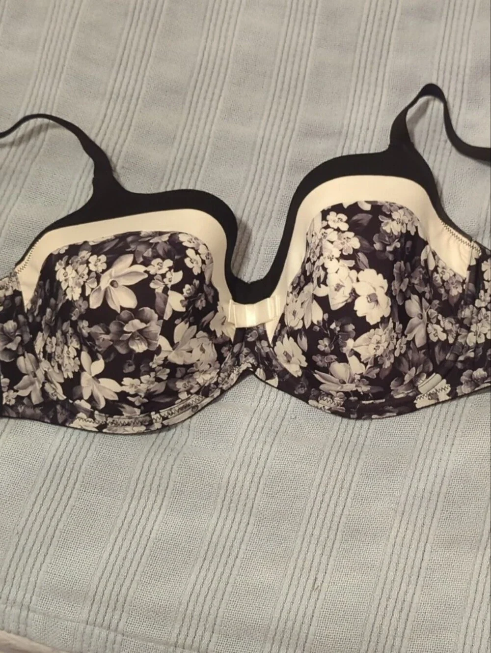 Prima Donna Black and Cream Floral Underwire Bra
